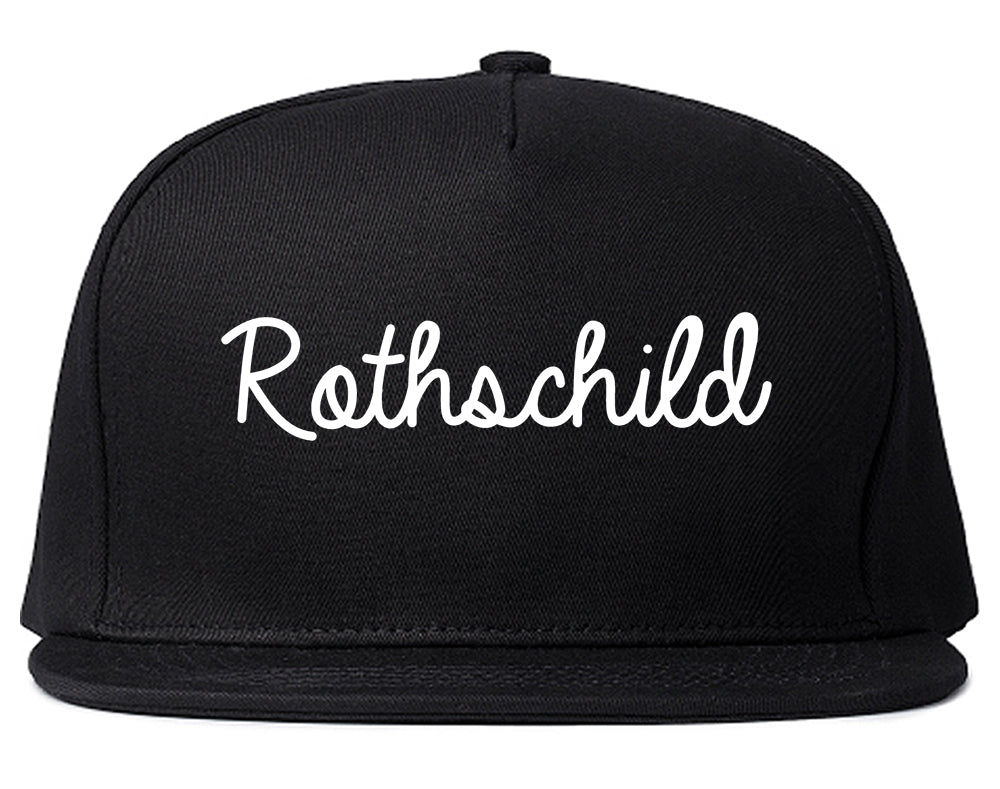 Rothschild Wisconsin WI Script Mens Snapback Hat Black