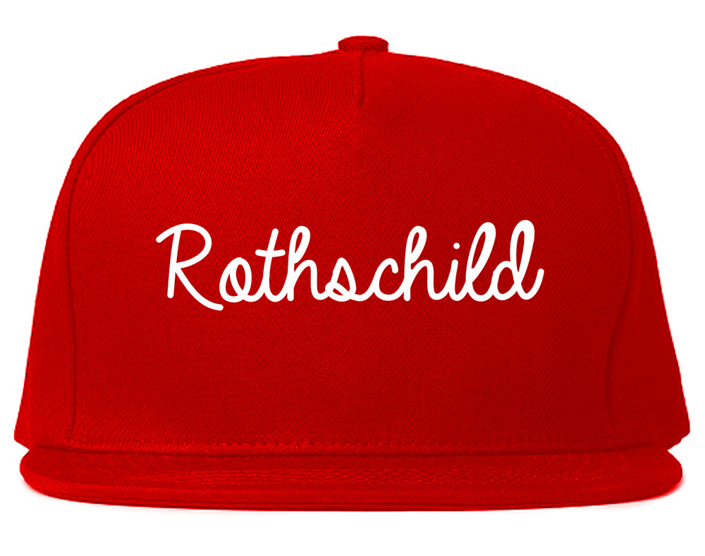 Rothschild Wisconsin WI Script Mens Snapback Hat Red