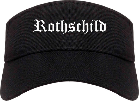 Rothschild Wisconsin WI Old English Mens Visor Cap Hat Black
