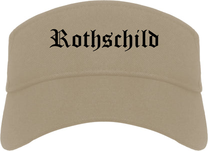 Rothschild Wisconsin WI Old English Mens Visor Cap Hat Khaki