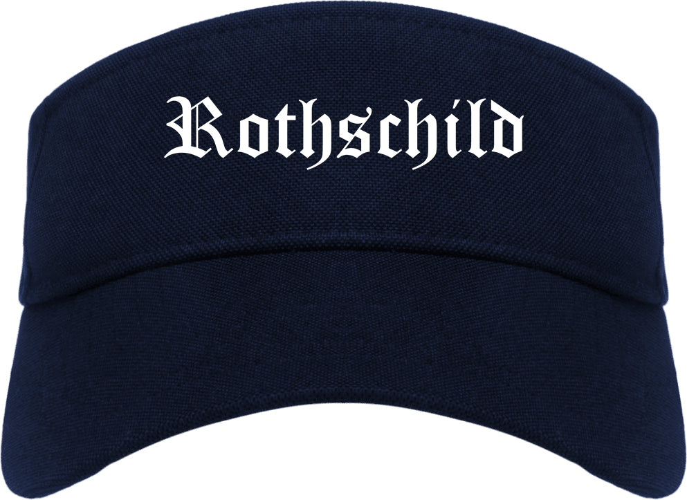 Rothschild Wisconsin WI Old English Mens Visor Cap Hat Navy Blue