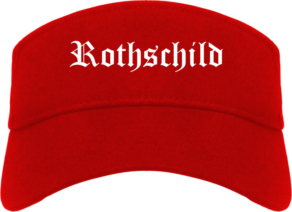 Rothschild Wisconsin WI Old English Mens Visor Cap Hat Red