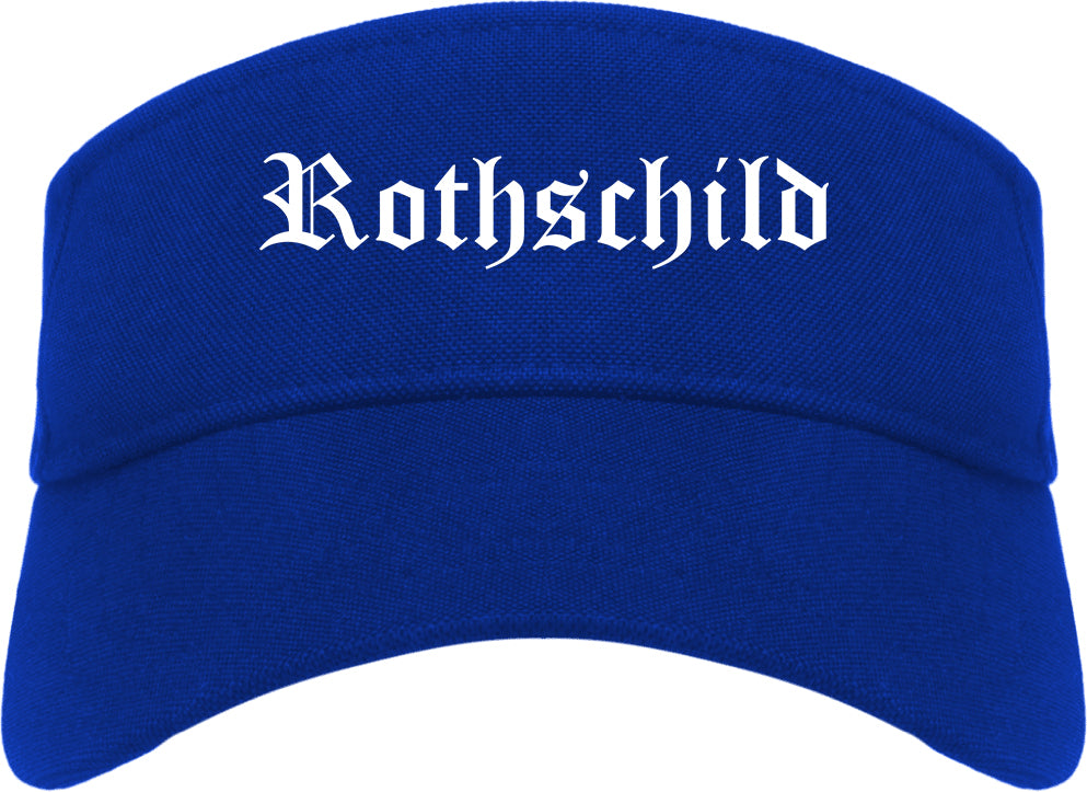 Rothschild Wisconsin WI Old English Mens Visor Cap Hat Royal Blue