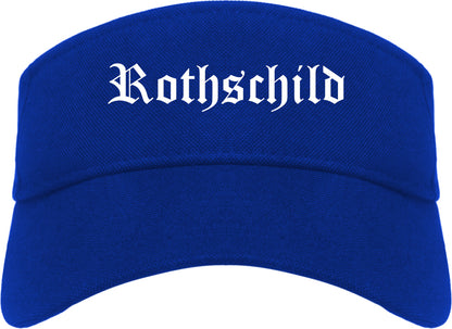 Rothschild Wisconsin WI Old English Mens Visor Cap Hat Royal Blue