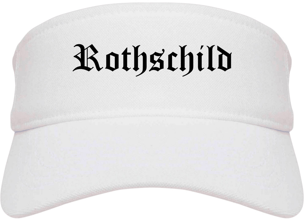 Rothschild Wisconsin WI Old English Mens Visor Cap Hat White