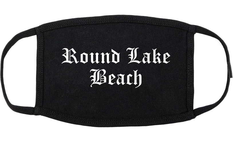Round Lake Beach Illinois IL Old English Cotton Face Mask Black