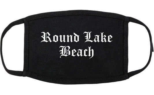 Round Lake Beach Illinois IL Old English Cotton Face Mask Black