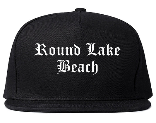 Round Lake Beach Illinois IL Old English Mens Snapback Hat Black