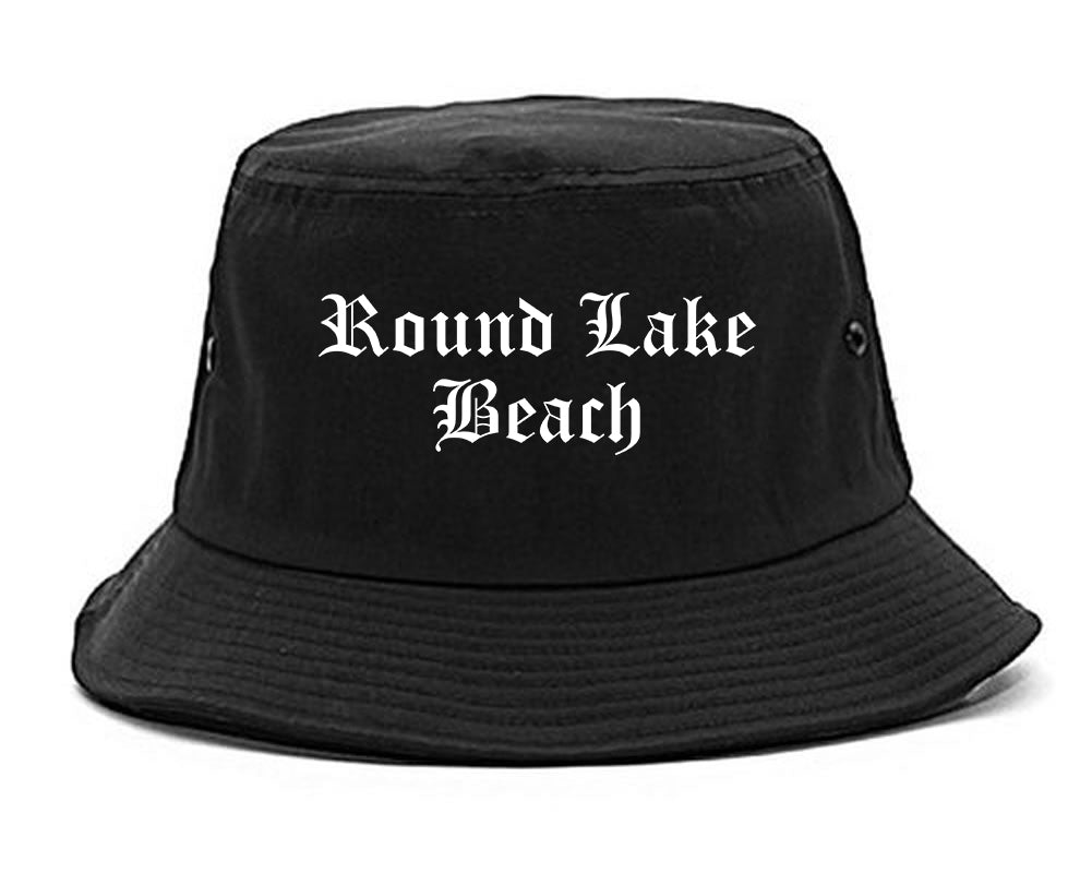 Round Lake Beach Illinois IL Old English Mens Bucket Hat Black