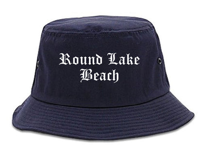 Round Lake Beach Illinois IL Old English Mens Bucket Hat Navy Blue