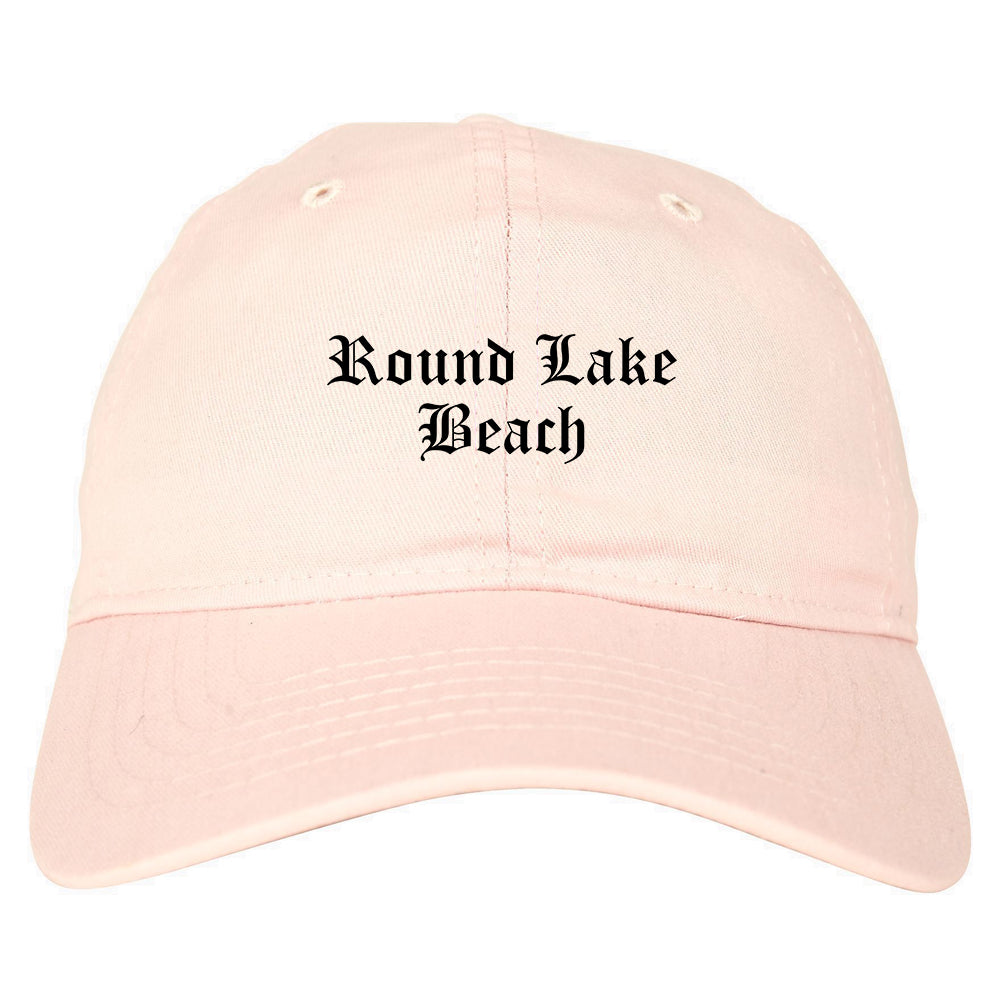 Round Lake Beach Illinois IL Old English Mens Dad Hat Baseball Cap Pink