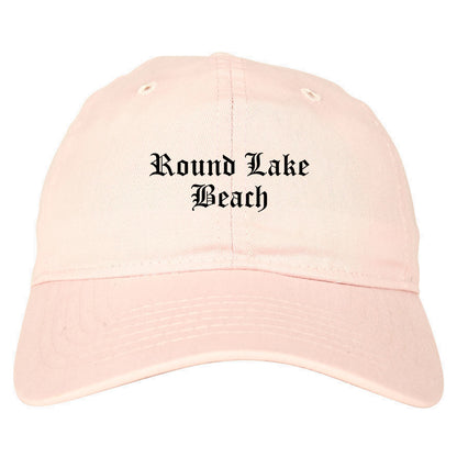 Round Lake Beach Illinois IL Old English Mens Dad Hat Baseball Cap Pink