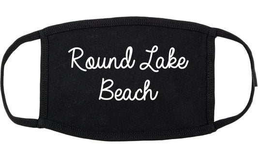 Round Lake Beach Illinois IL Script Cotton Face Mask Black