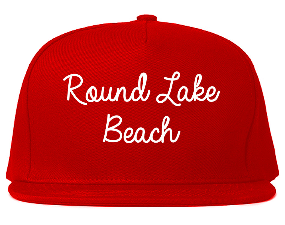 Round Lake Beach Illinois IL Script Mens Snapback Hat Red