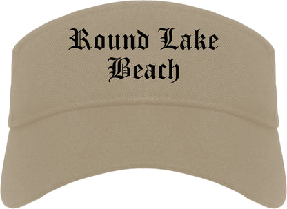 Round Lake Beach Illinois IL Old English Mens Visor Cap Hat Khaki