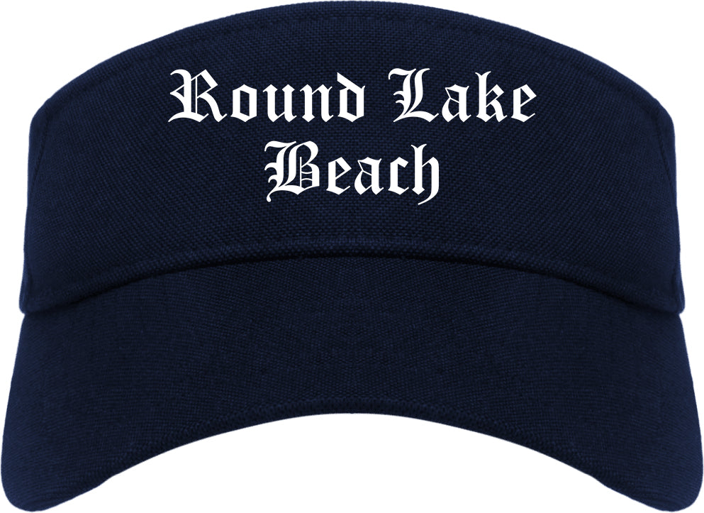 Round Lake Beach Illinois IL Old English Mens Visor Cap Hat Navy Blue