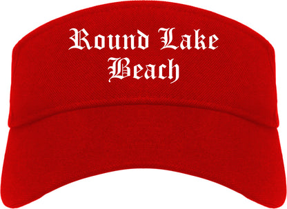 Round Lake Beach Illinois IL Old English Mens Visor Cap Hat Red