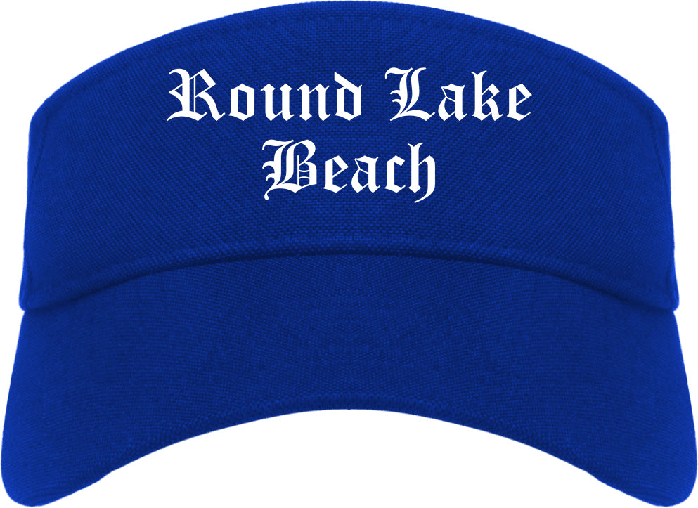 Round Lake Beach Illinois IL Old English Mens Visor Cap Hat Royal Blue