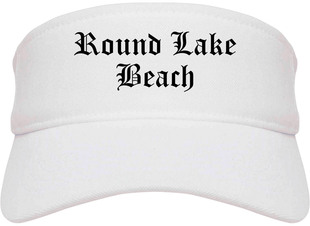 Round Lake Beach Illinois IL Old English Mens Visor Cap Hat White