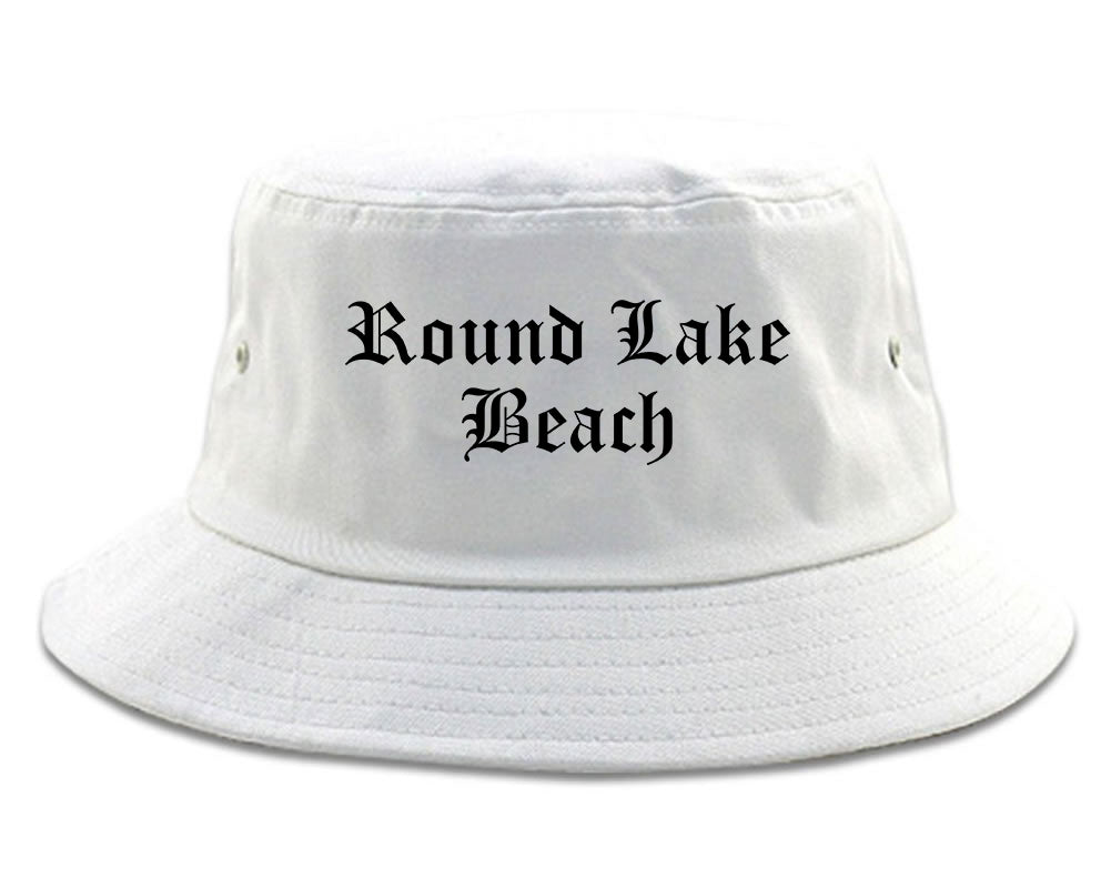 Round Lake Beach Illinois IL Old English Mens Bucket Hat White