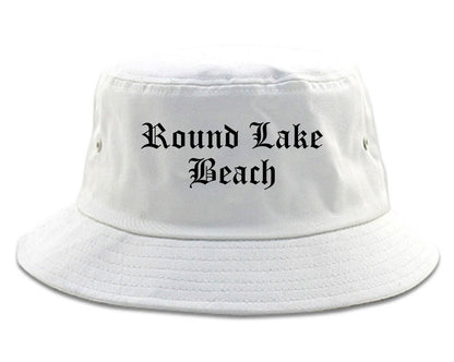 Round Lake Beach Illinois IL Old English Mens Bucket Hat White