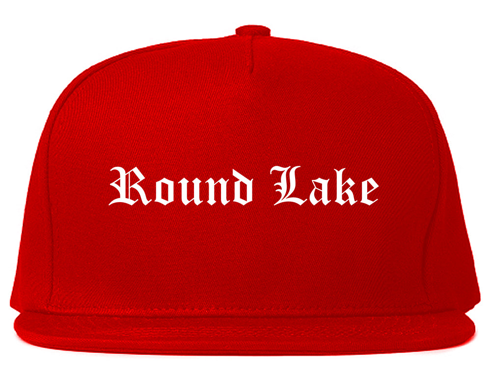 Round Lake Illinois IL Old English Mens Snapback Hat Red