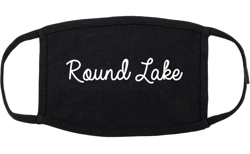 Round Lake Illinois IL Script Cotton Face Mask Black
