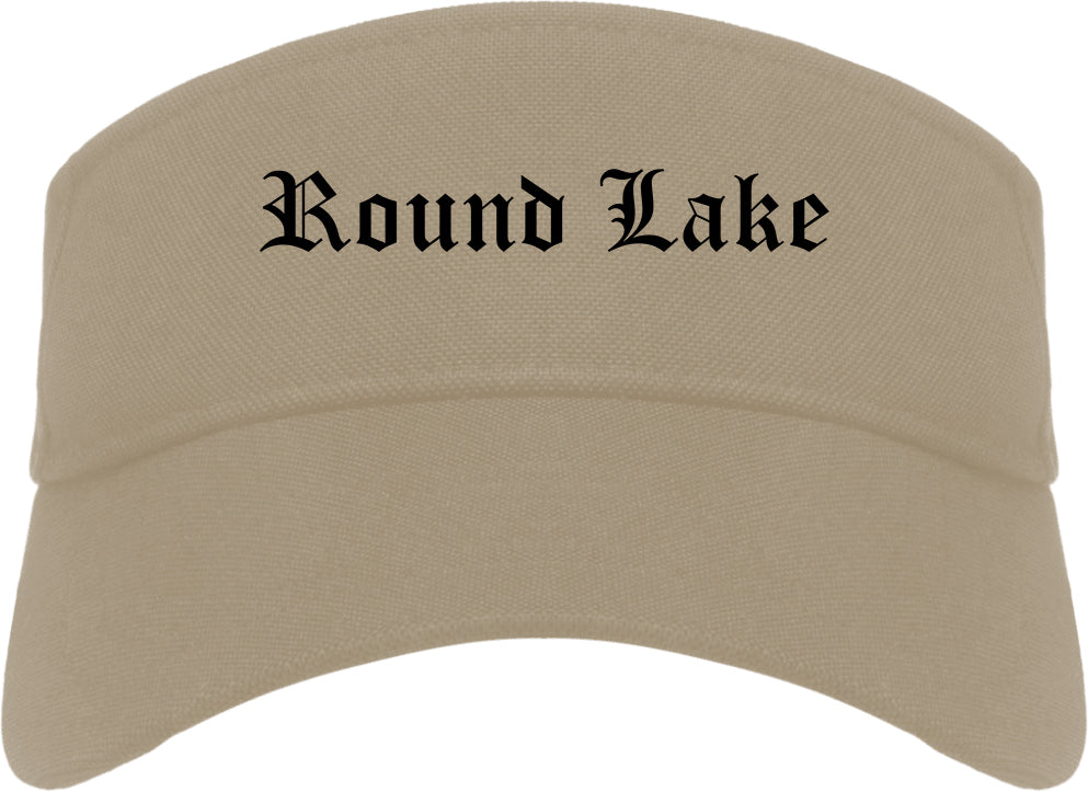 Round Lake Illinois IL Old English Mens Visor Cap Hat Khaki