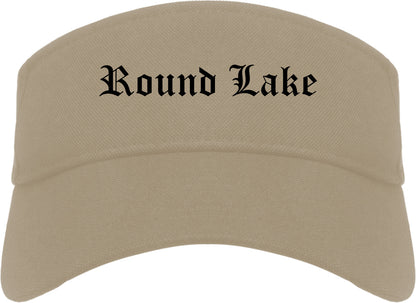 Round Lake Illinois IL Old English Mens Visor Cap Hat Khaki