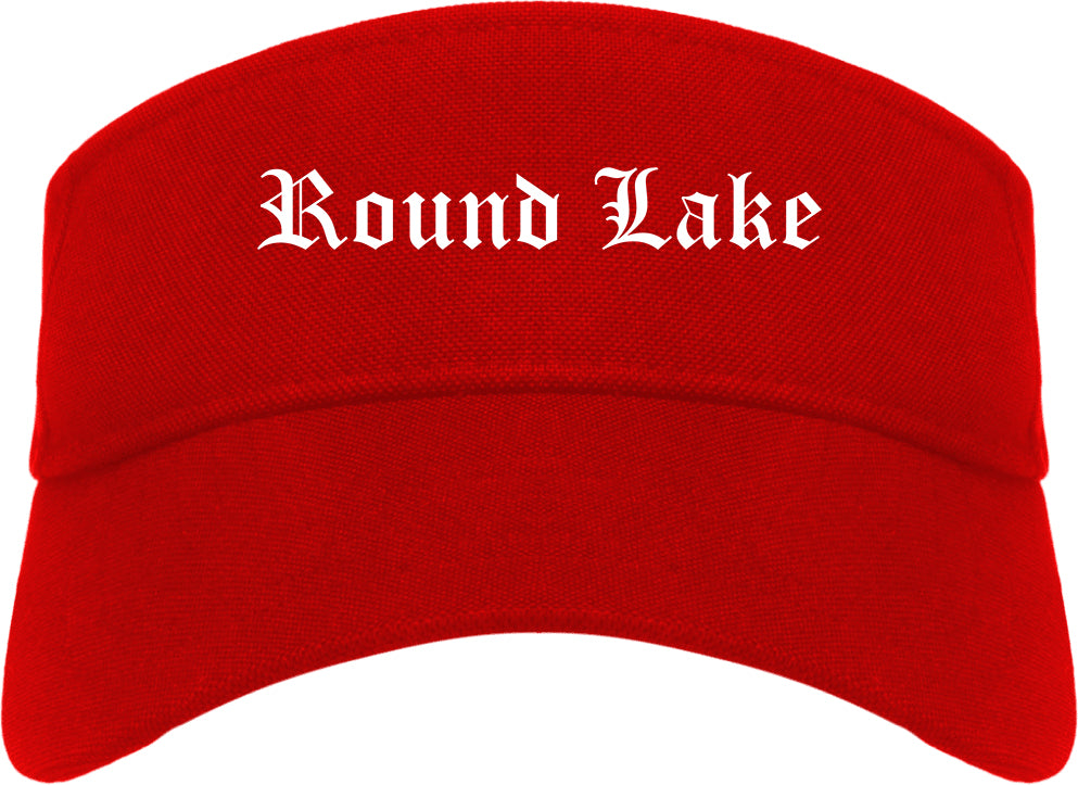 Round Lake Illinois IL Old English Mens Visor Cap Hat Red