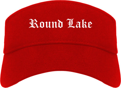 Round Lake Illinois IL Old English Mens Visor Cap Hat Red