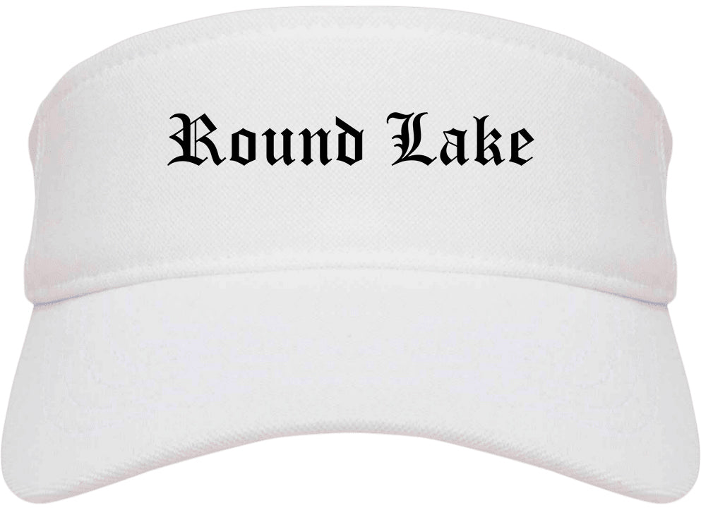 Round Lake Illinois IL Old English Mens Visor Cap Hat White