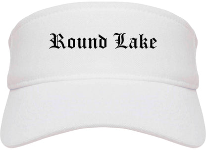 Round Lake Illinois IL Old English Mens Visor Cap Hat White