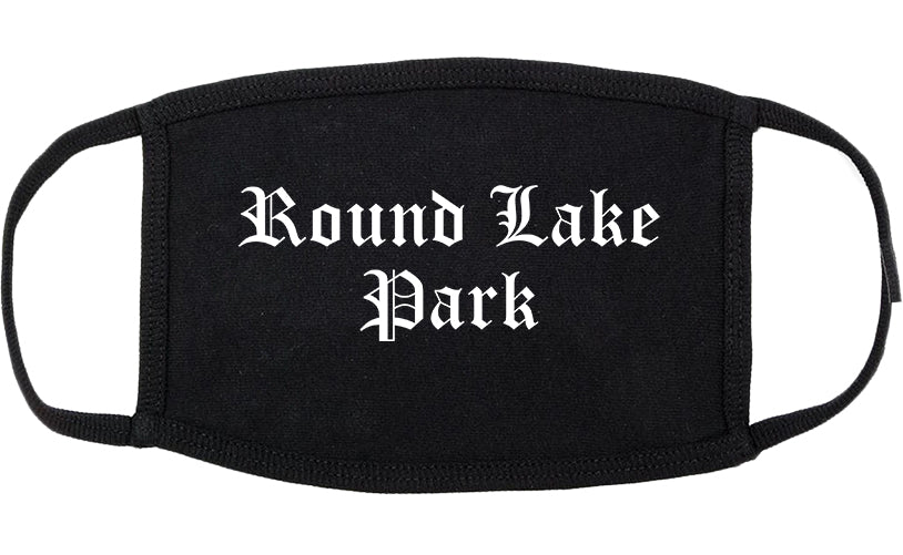 Round Lake Park Illinois IL Old English Cotton Face Mask Black