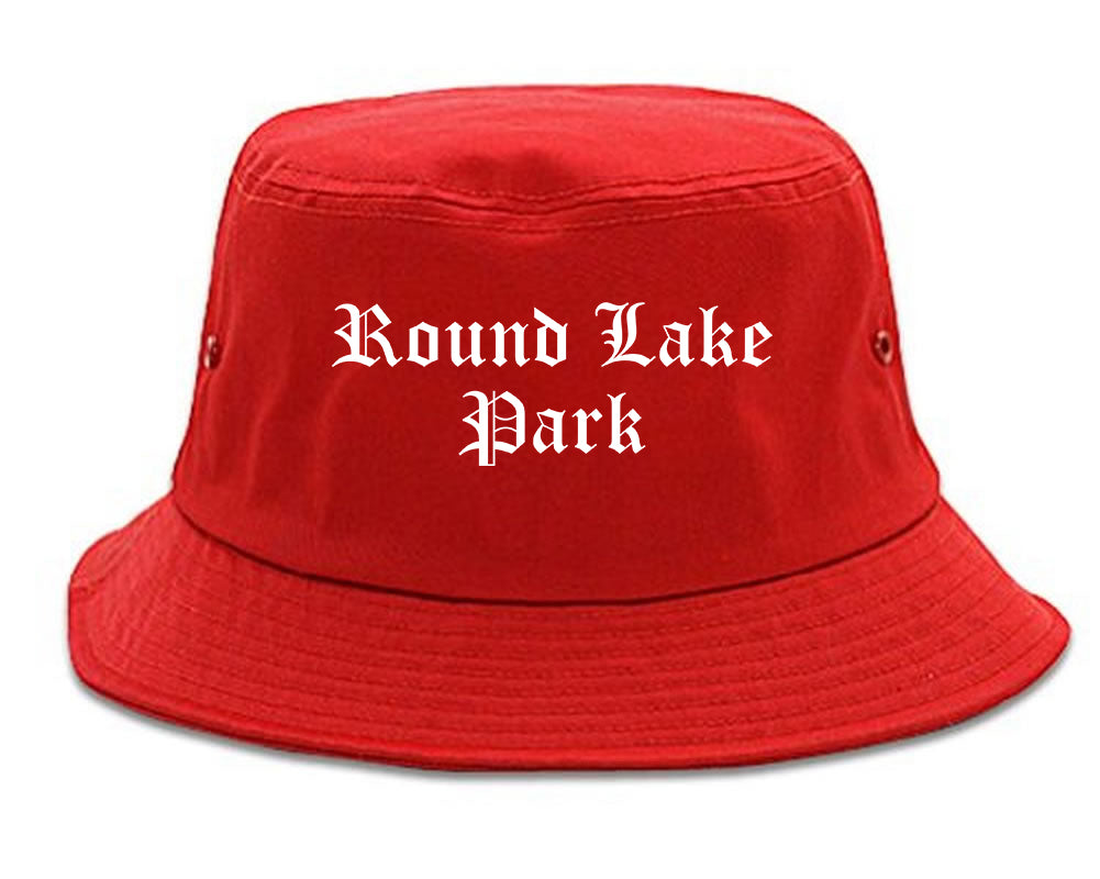 Round Lake Park Illinois IL Old English Mens Bucket Hat Red