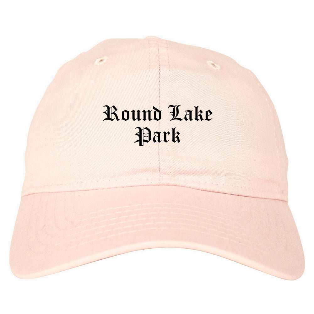Round Lake Park Illinois IL Old English Mens Dad Hat Baseball Cap Pink