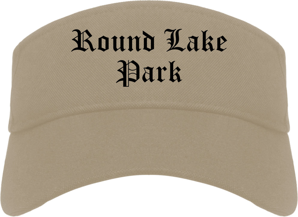 Round Lake Park Illinois IL Old English Mens Visor Cap Hat Khaki