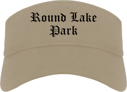 Round Lake Park Illinois IL Old English Mens Visor Cap Hat Khaki