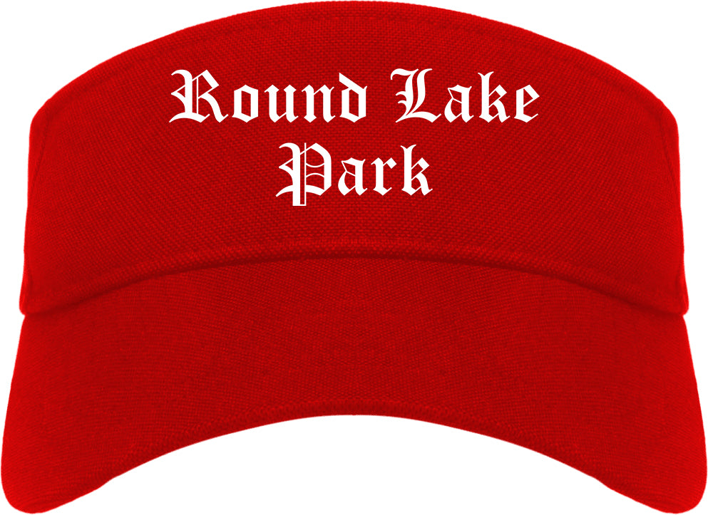 Round Lake Park Illinois IL Old English Mens Visor Cap Hat Red