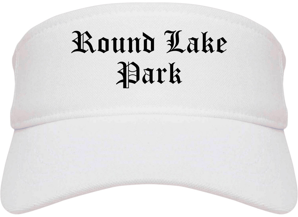 Round Lake Park Illinois IL Old English Mens Visor Cap Hat White