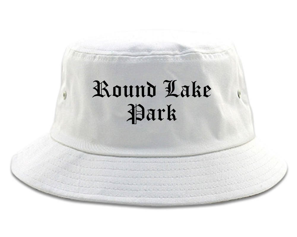 Round Lake Park Illinois IL Old English Mens Bucket Hat White