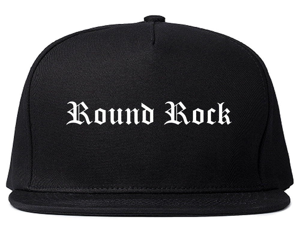 Round Rock Texas TX Old English Mens Snapback Hat Black