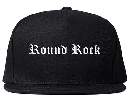 Round Rock Texas TX Old English Mens Snapback Hat Black