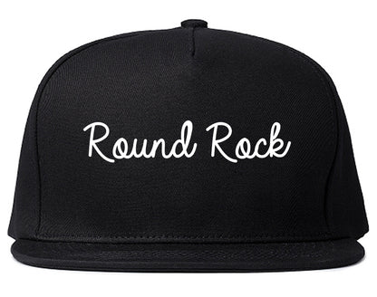 Round Rock Texas TX Script Mens Snapback Hat Black