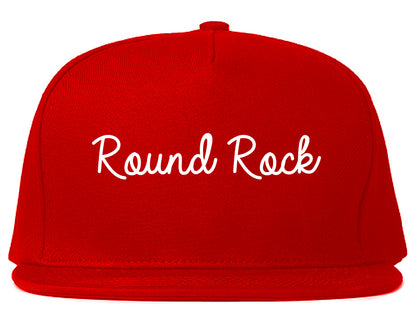 Round Rock Texas TX Script Mens Snapback Hat Red