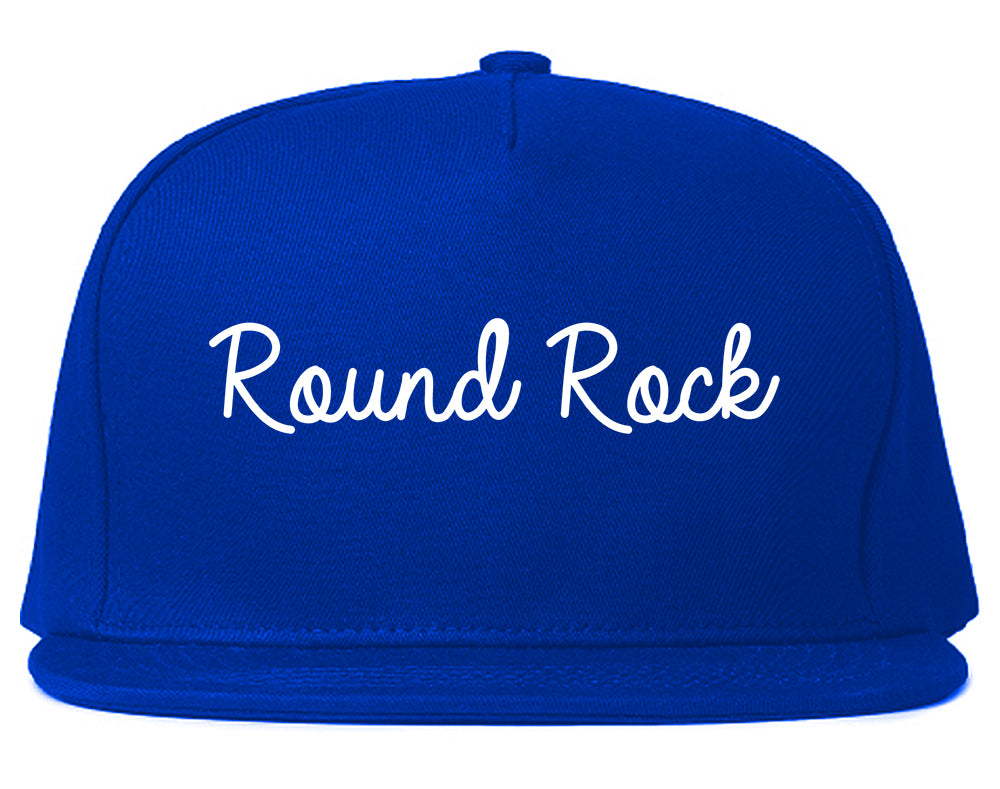 Round Rock Texas TX Script Mens Snapback Hat Royal Blue