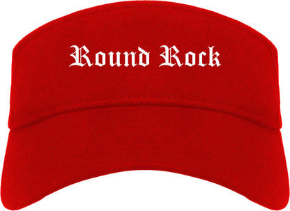 Round Rock Texas TX Old English Mens Visor Cap Hat Red