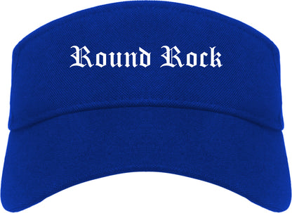 Round Rock Texas TX Old English Mens Visor Cap Hat Royal Blue