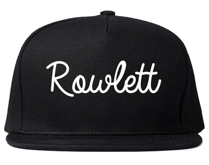 Rowlett Texas TX Script Mens Snapback Hat Black