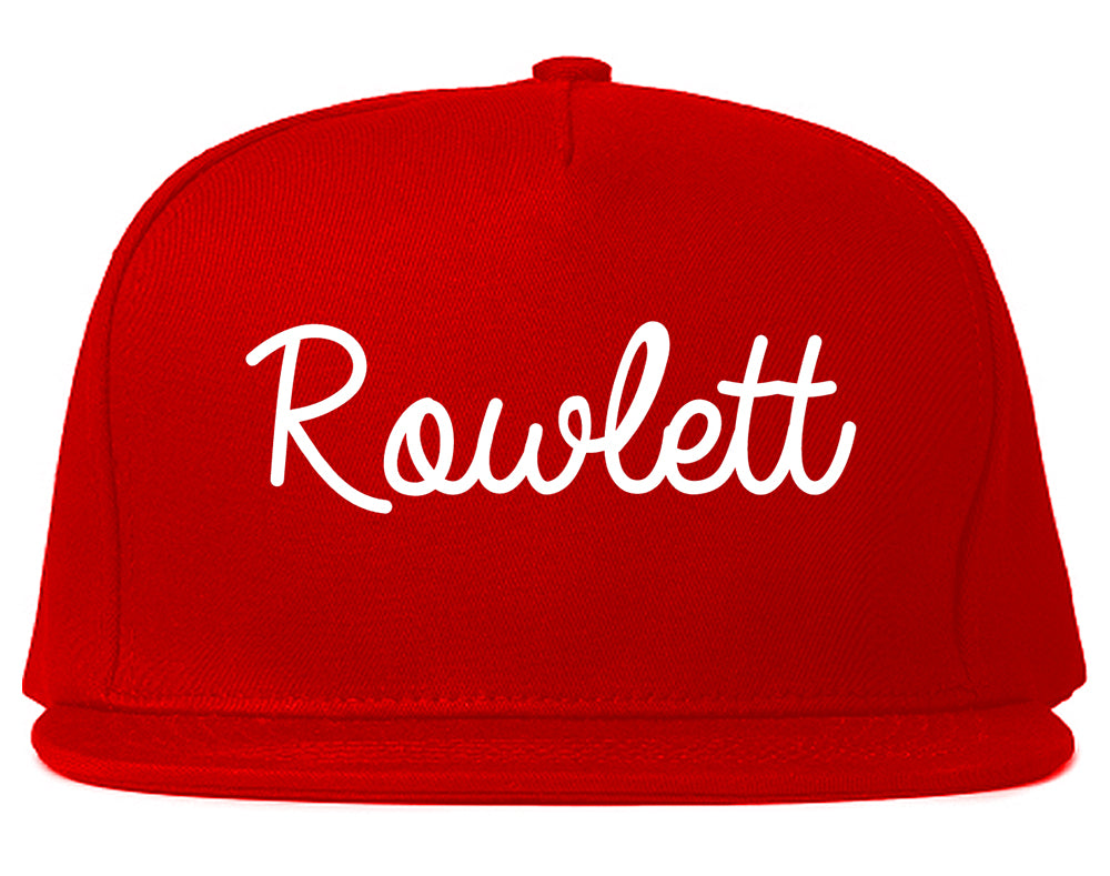 Rowlett Texas TX Script Mens Snapback Hat Red